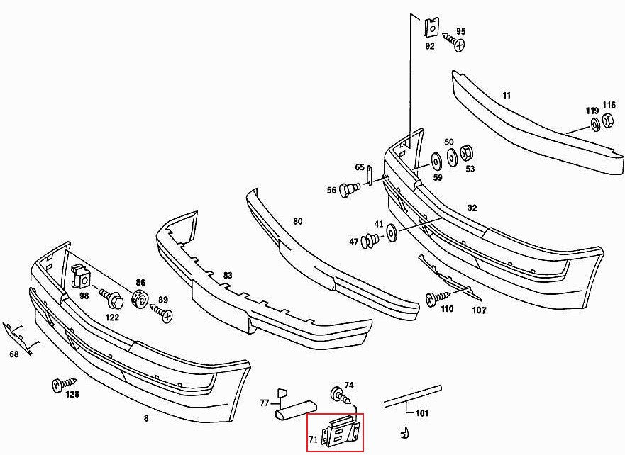 Mercedes W201 W201 Retaining Plate links/rechts schwarz A2018850411 / A2018850311