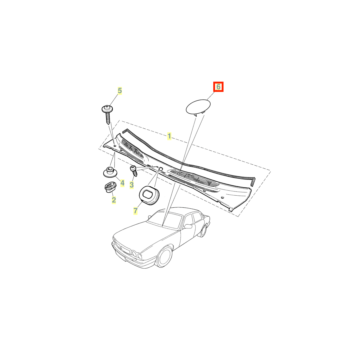 Jaguar XJ X308 Windshield Abdeckung Kappe 2er-Set Black GNC8856AA