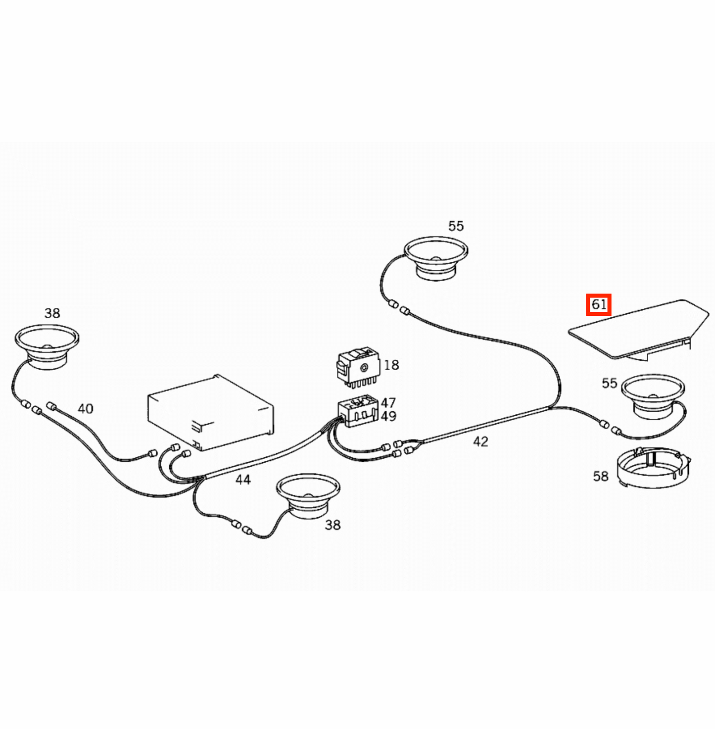 Mercedes C124 Coupe (09/89) Parcel Shelf Loudspeaker Abdeckung links/rechts A1248203912 / A1248204012