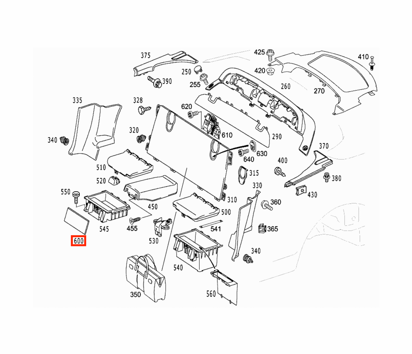 Mercedes SL R230 Rear Storage Box Abdeckung Panel links/rechts A2308100172 / A2308100272
