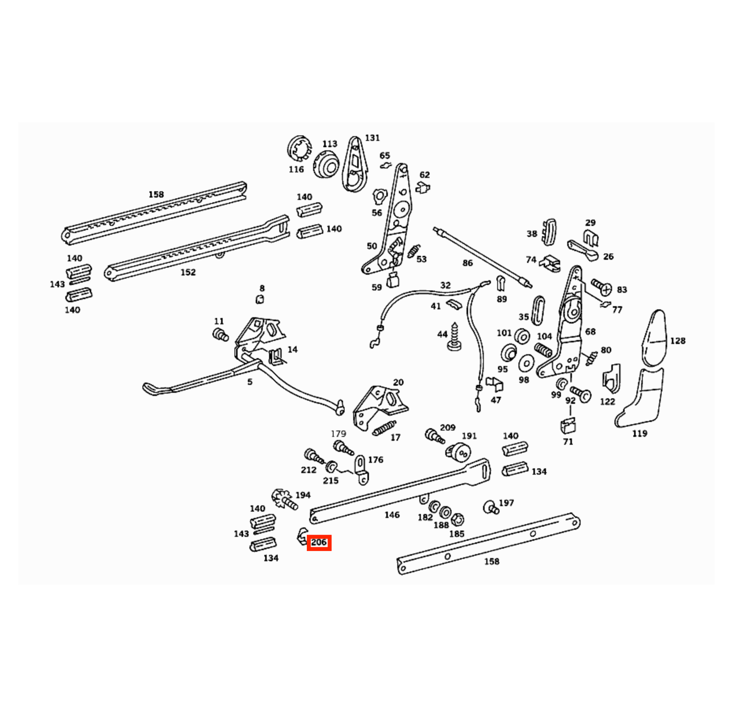 Mercedes W107 Front Seat Rail Abdeckkappe Set Of 2 schwarz A1079190120