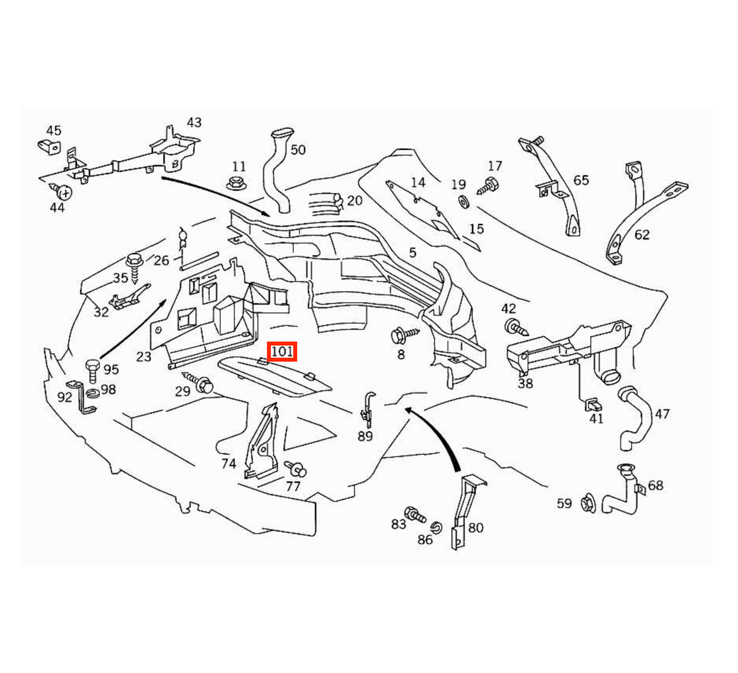 Mercedes W140 Headlight Bulb Access Abdeckung Verkleidung links/rechts schwarz A1406280745 / A1406280845