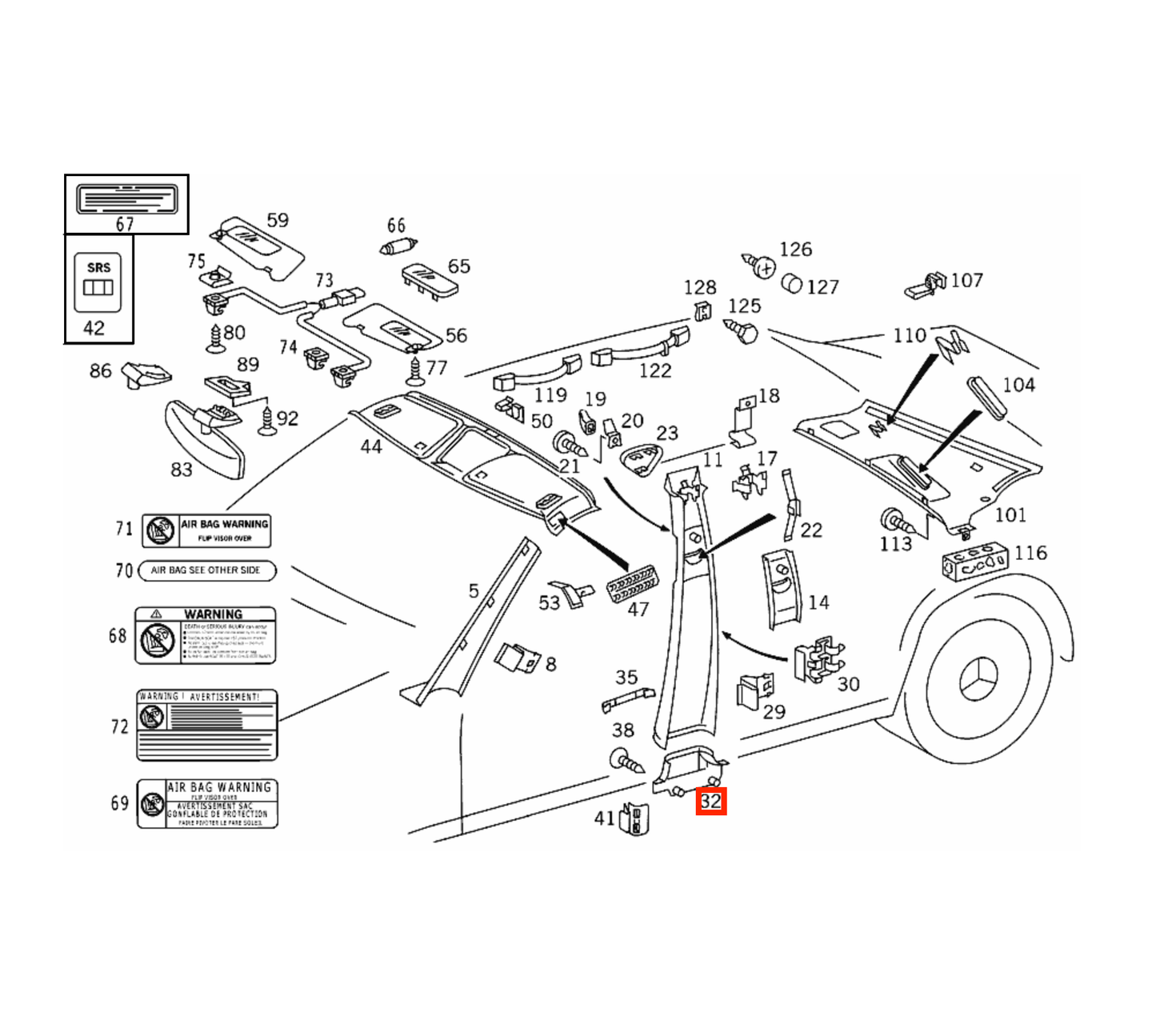 Mercedes W140 Wooden Lower B-Pillar Verkleidung Pair 4 Wood Types A1406920322 / A1406920422