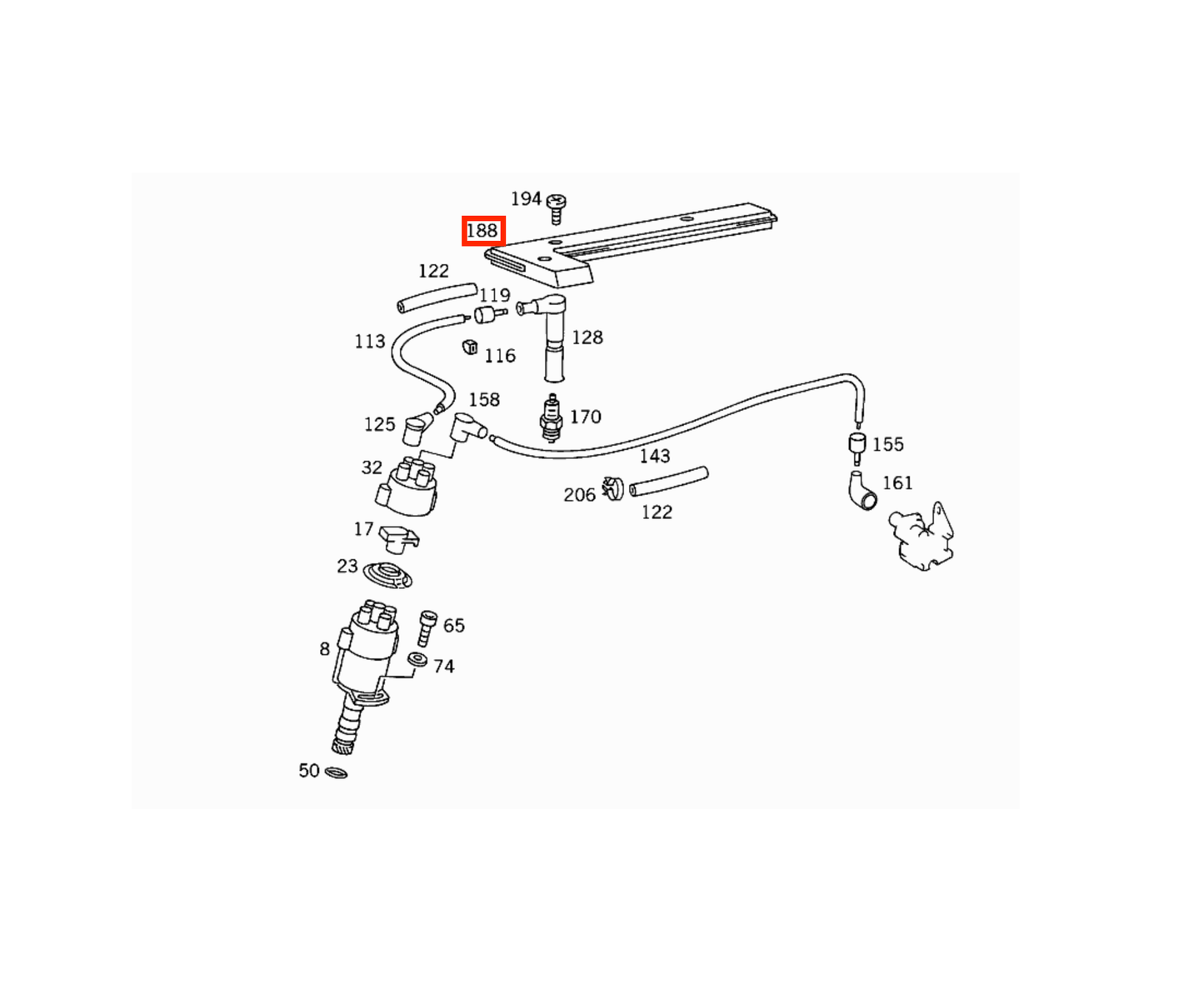 Mercedes W201 190 Cosworth 2.3 / 2.5-16V M102 Engine Spark Plug Abdeckung Verkleidung schwarz A1021590246