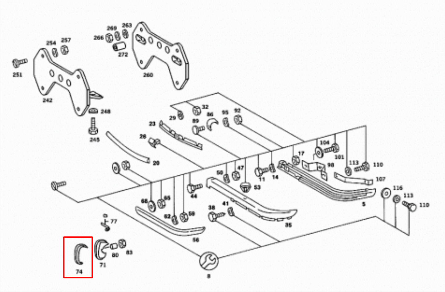 Mercedes R107 R107 Rear Bumper Guard - Serial number: 1158850196