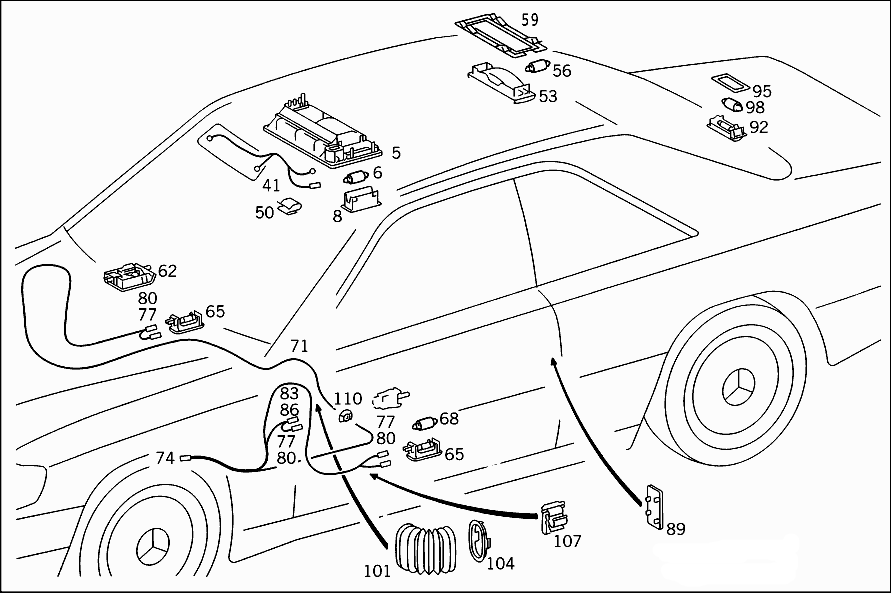 Mercedes W124 A124 Trunk light frame (Mercedes W124, 1246930006)