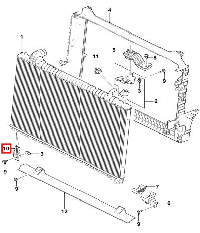 Jaguar F-Peace XE XF Radiator Water Charge Air Cooler Support Black T2H42840