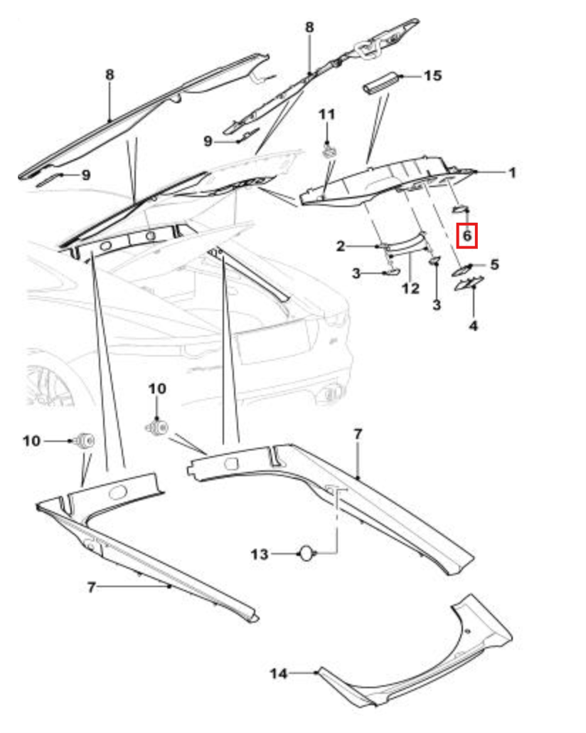 Jaguar F-Type Trunk Abdeckung Blende Tailgate Verkleidung Kappe Black T2R6759PVJ