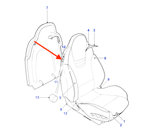 Jaguar X100 XK8 Coupé Seat Tilt Surround Verkleidung Lever Knopf vorn Seat GJB4760AA