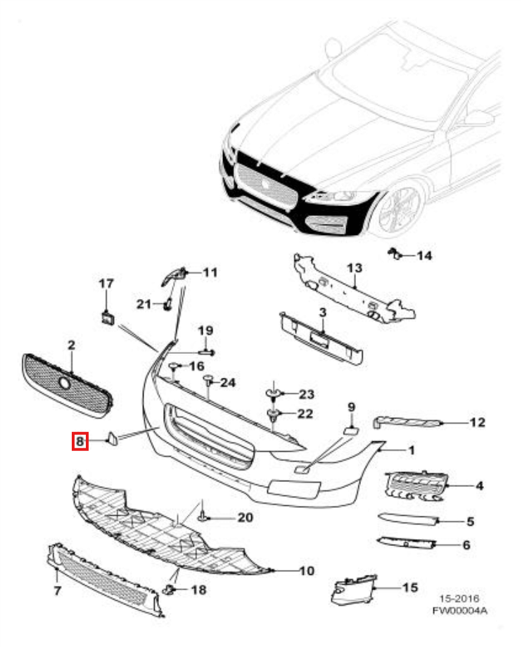 Jaguar XF vorn Stoßfänger Abschleppöse Kappe Towing Hook Abdeckung Primed T2H3969LML