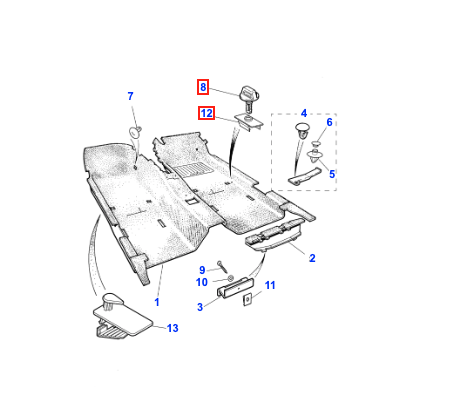 Jaguar XJ XJS XK8 vorn Carpet oder Floor Mat Ratchet Stud und Cam Plate Set Of 4 alle Farben GNA9474AA & KRF100001