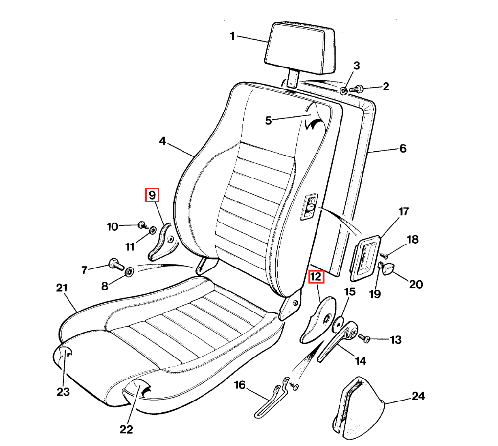 Jaguar XJS vorn Seat Verkleidung Abdeckung links oder rechts zwei Ausführungen alle Farben BDC5572 / BDC5573 / BCC7973 / BCC7972