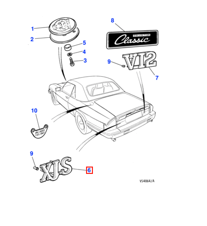 Jaguar XJS hinten Emblem Black BCC3665