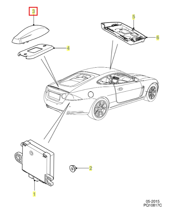 Jaguar XK / XKR GPS Antenna Abdeckung Primed 6W8319C089DA / C2P7791XXX / C2P23270XXX