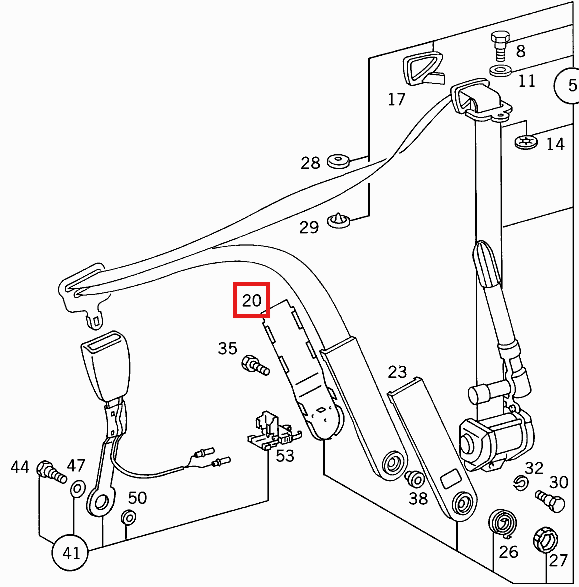Mercedes Benz C124 Coupe Seat Belt Outer Cap Abdeckung schwarz A1248680481