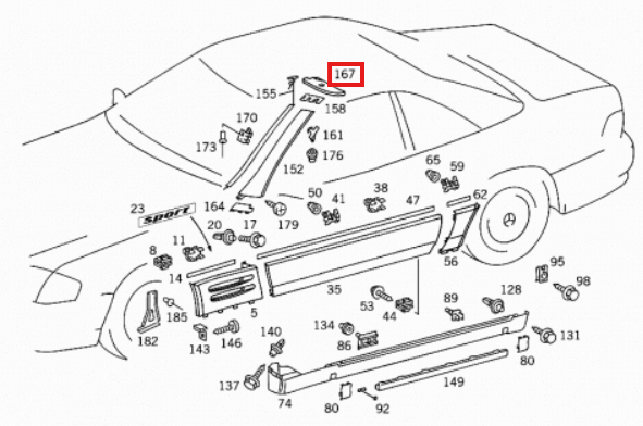 Mercedes R129 A-Pillar Upper Verkleidung Abdeckung schwarz links/rechts A1296900127/ A1296900227