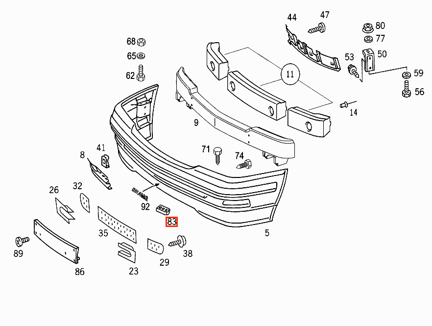 Mercedes R129 Outdoor Temperature Sensor Bracket A1298850914