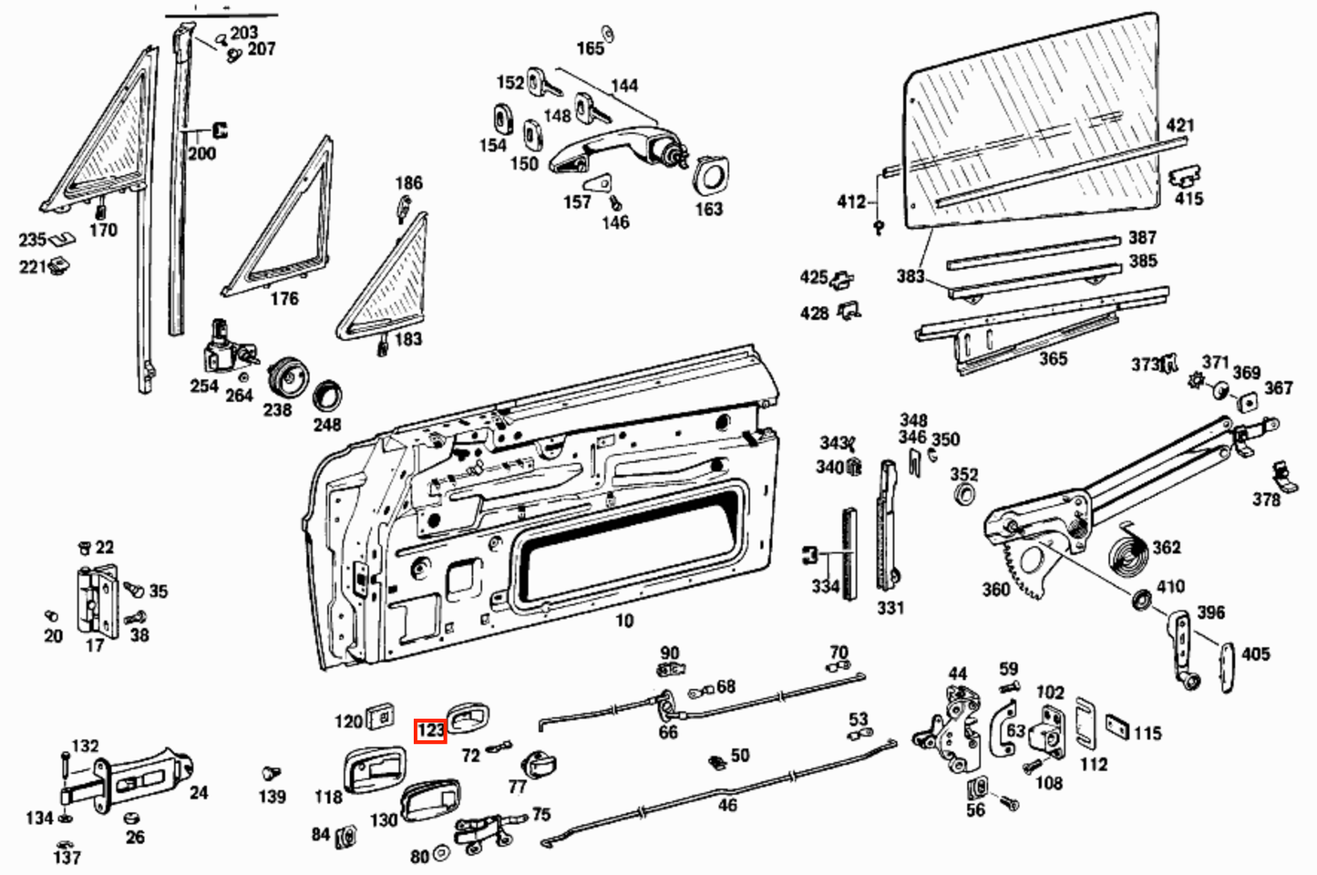 Mercedes W111 / W113 / W114 / W123 Inner Door Handle Chrome Verkleidung A1137660011