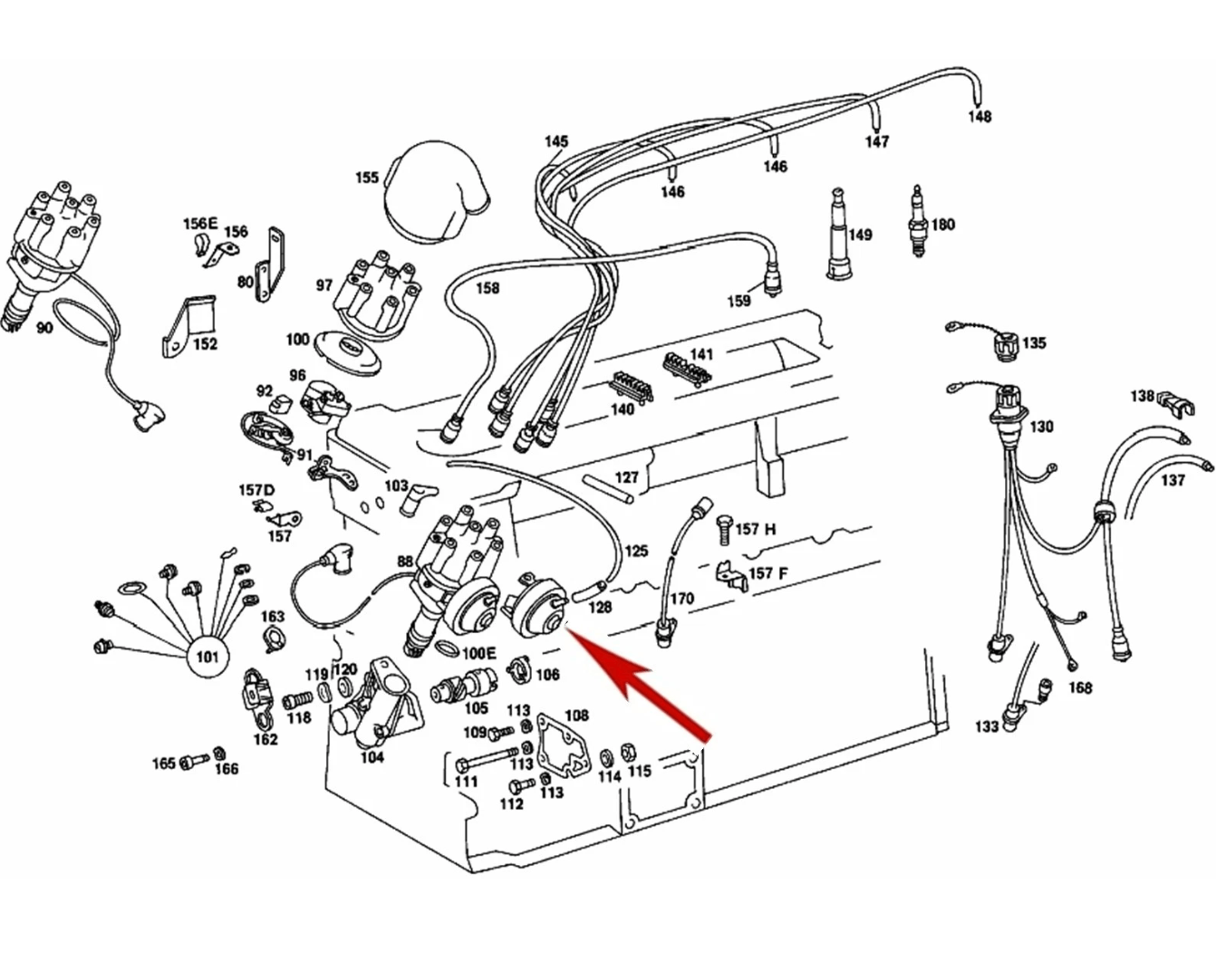 Mercedes W114 / W116 / W123 / R107 / W126 / W460 / W461 Ignition Distributor Vacuum Advance Control A0001582818 / A0001582518 / A0011587301 / 1237122613 / A0001583918 / 1237121531 / MB1170780481