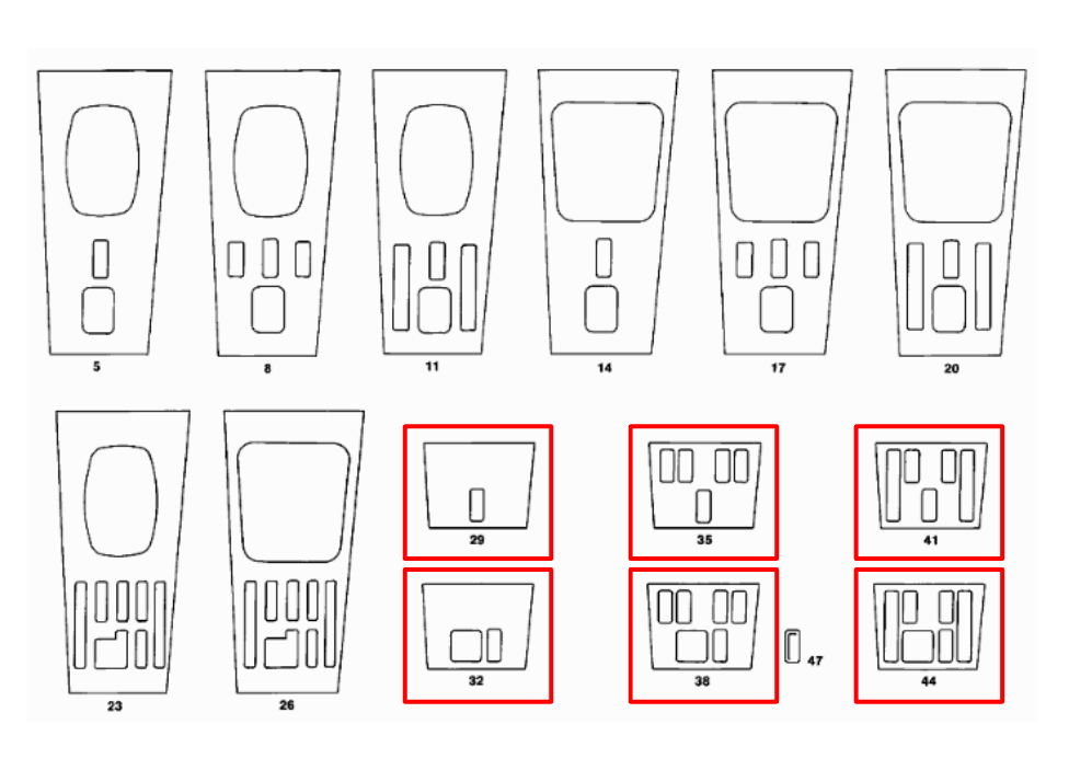Mercedes W123 Centre Console Switches Panel Abdeckung Verkleidung