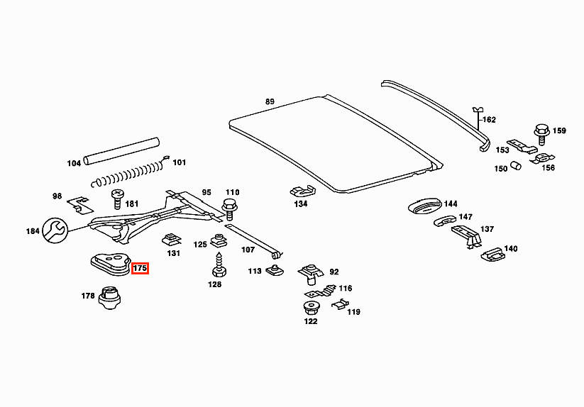 Mercedes W123 S123 C123 Manual Sunroof Recess Plate schwarz / Chrome / Cremebeige / Grey A1237800163