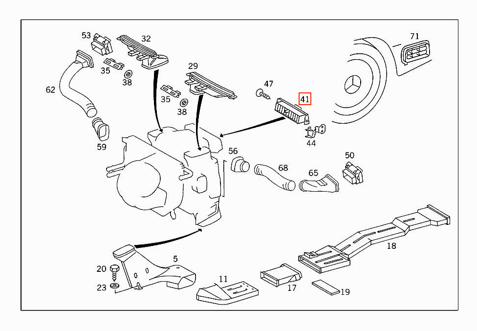 Mercedes W124 Dashboard Air Vent Grill A1248300754