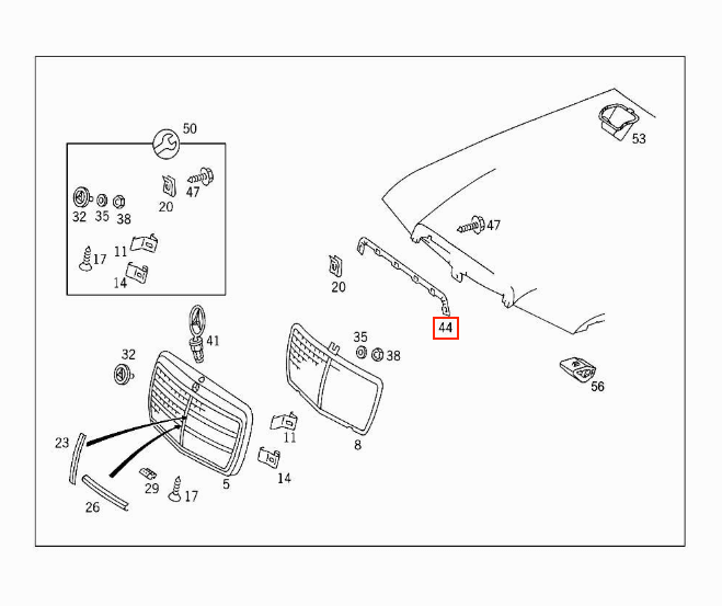 Mercedes W124 Gitter Rubber Insert A1248880097