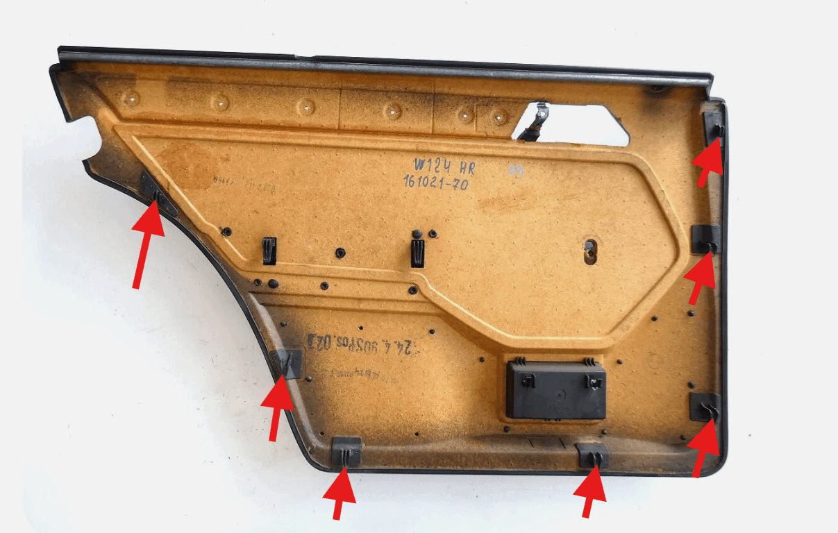 Mercedes W124 Rear Door Panel Clip Repair Kit links/rechts Set Of 7 (Door Card Mounting Clips) schwarz