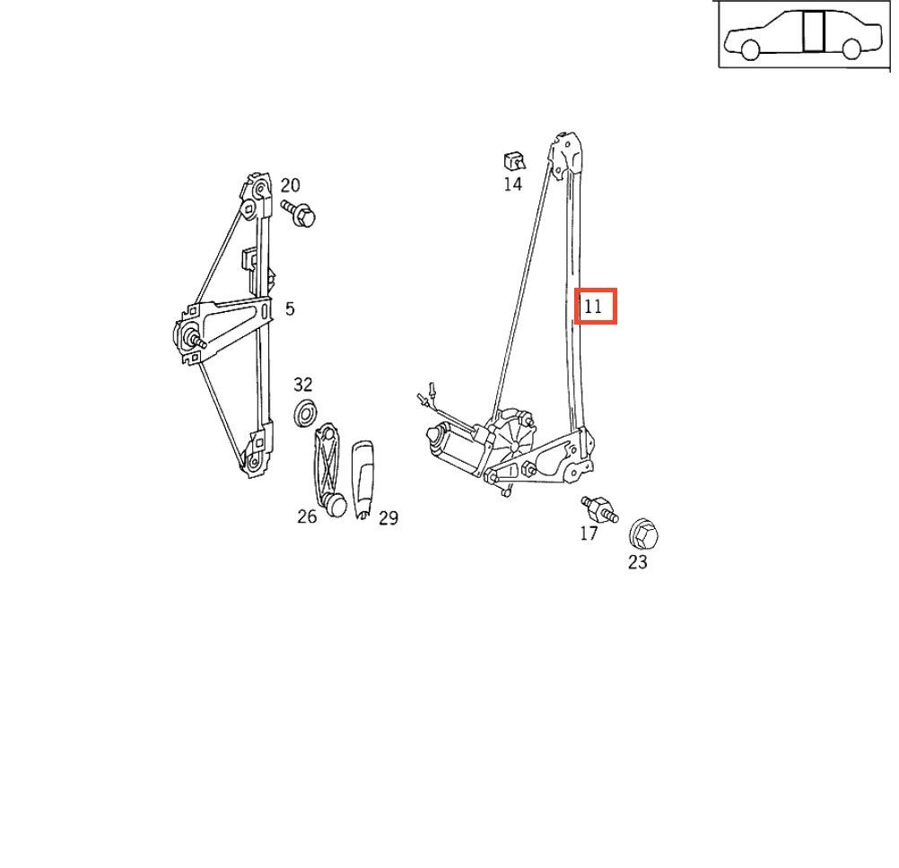 Mercedes W124 Rear Quarter Window Regulator Repair Kit A1247300346