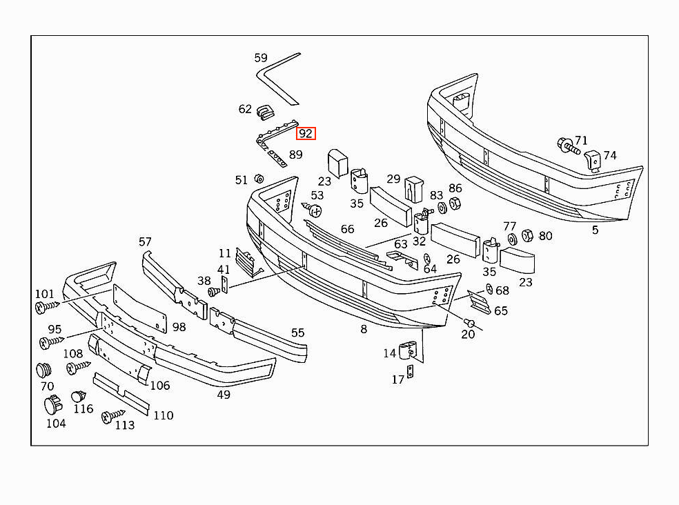 Mercedes W124 / S124 / C124 / A124 Front Bumper to Fender Seal links/rechts A1248850985 / A1248851085