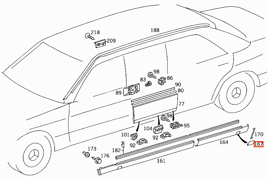 Mercedes W124 Side Skirt Jacking Abdeckung Set Of 4 Primed A1246980330