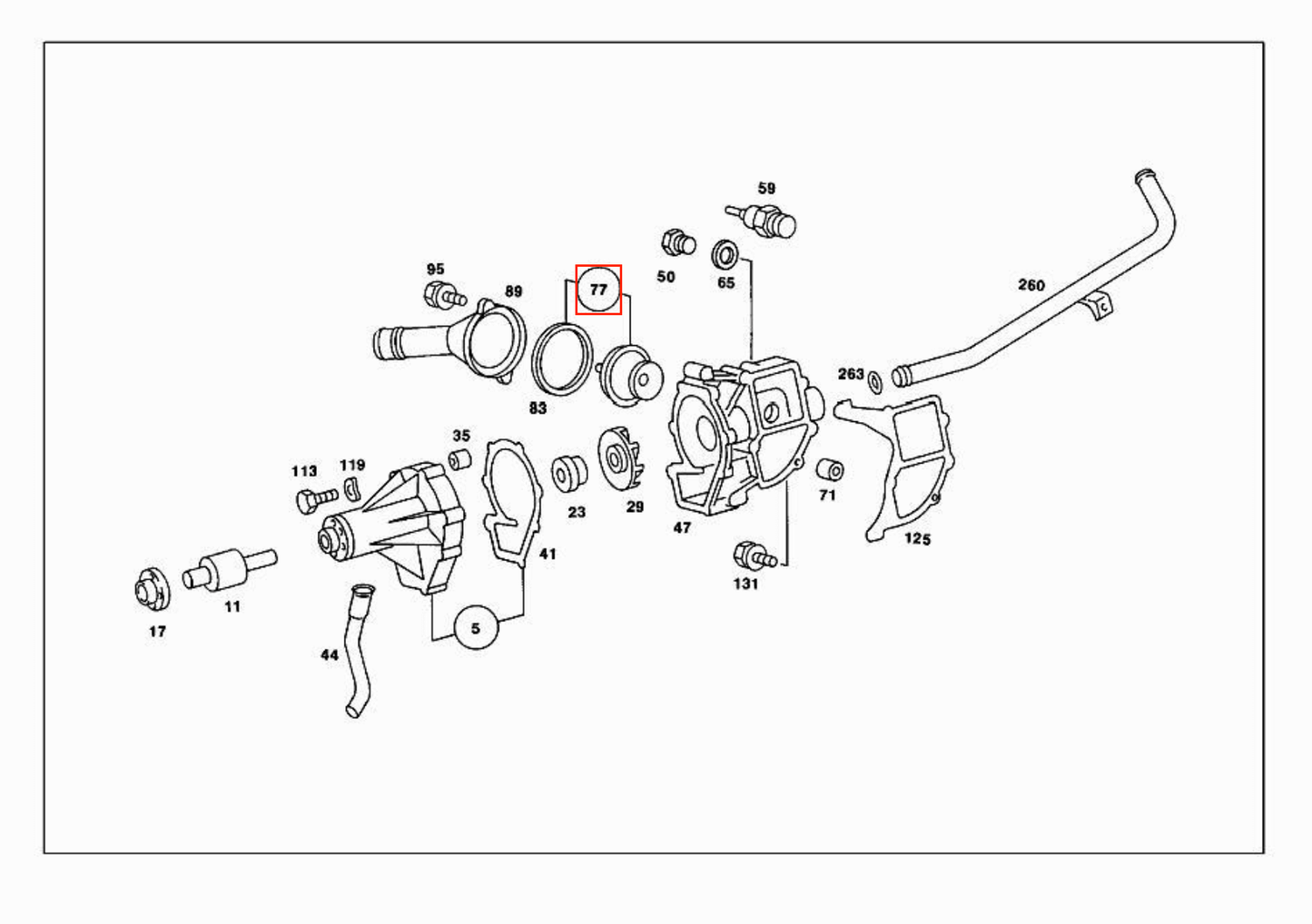 Mercedes W124 / W202 / W210 / W460 / W461 / W463 Thermostat A6012000015 / A6062030275 / A6062030575