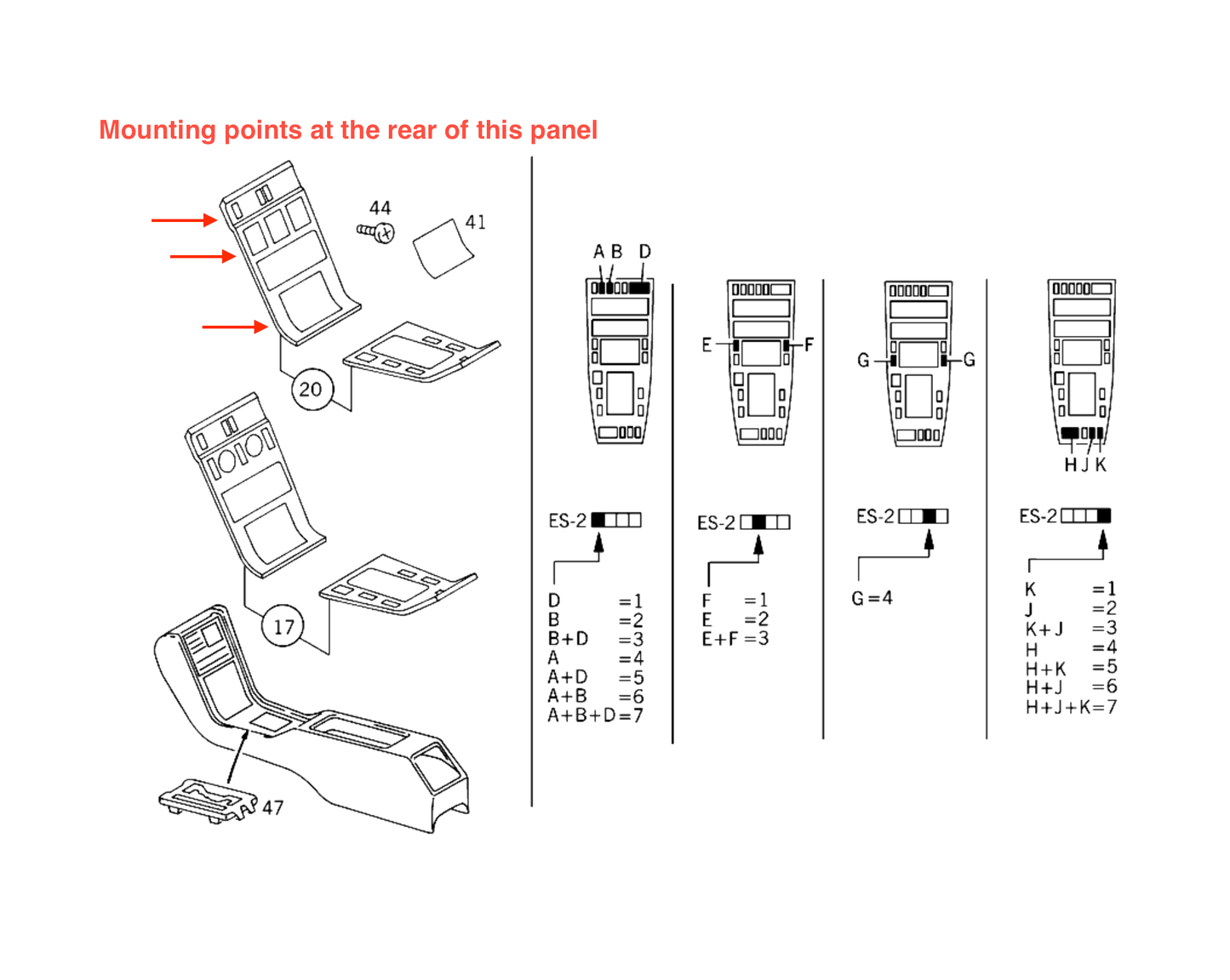 Mercedes W140 Console Control Panel Repair Brackets schwarz A1406830035 A1406830300