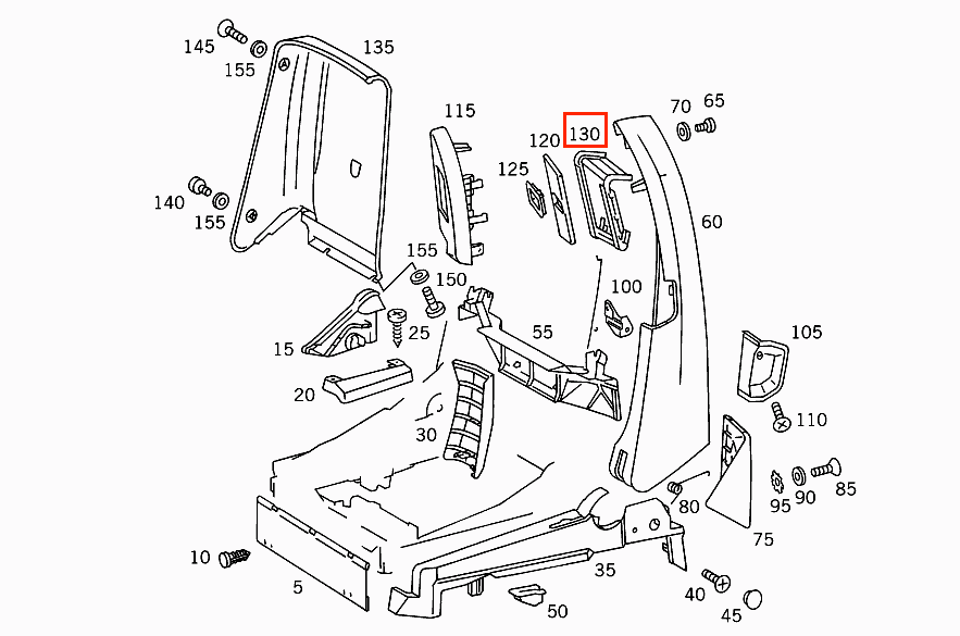 Mercedes R129 R129 Front Seat Belt Outlet Guide schwarz links/rechts A1299110122 / A1299110222