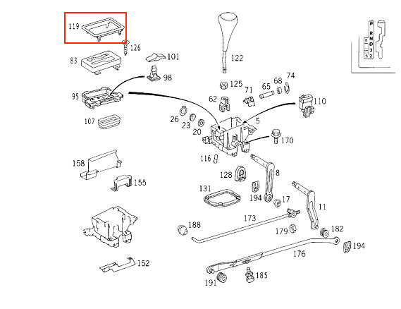 Mercedes W124 W124 Center Console Automatic Gear Selector Surround Frame Abdeckung Verkleidung schwarz A1242670088