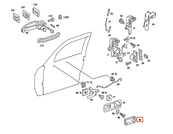 Mercedes W126 W126 C126 Front Door Handle Insert links/rechts A1267660290 / A1267660190