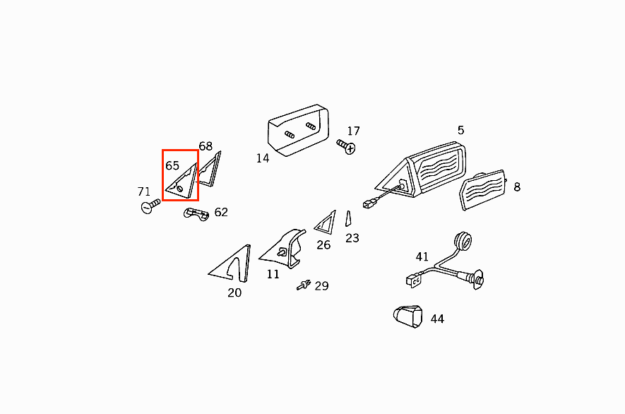 Mercedes W126 W126 Spiegeldreieck Verkleidung Abdeckung links/rechts schwarz A1267250511 / A1267250611