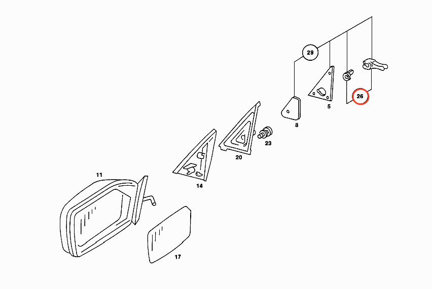 Mercedes R107 W114 W115 W116 W123 W126 Rear View Side Mirror Control Knopf schwarz A1238100854