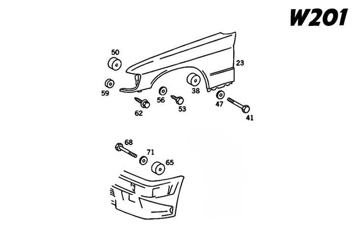 Mercedes W124 / W201 W201 AMG W124 AMG Wide Fender Spacer Kit Set White HWA1248800197