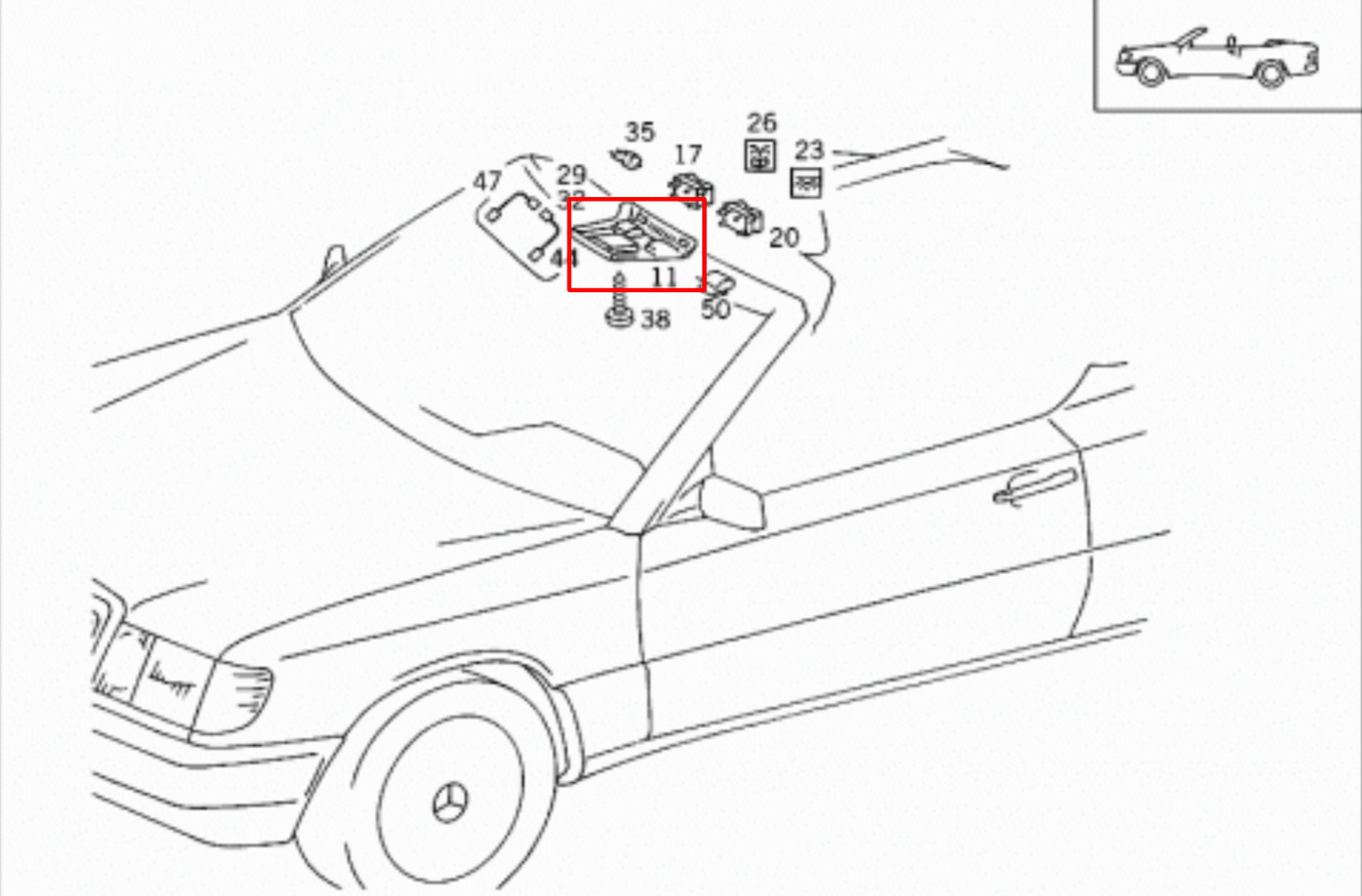Mercedes W124 A124 Innenraum-Deckenleuchten-Konsole (W124)