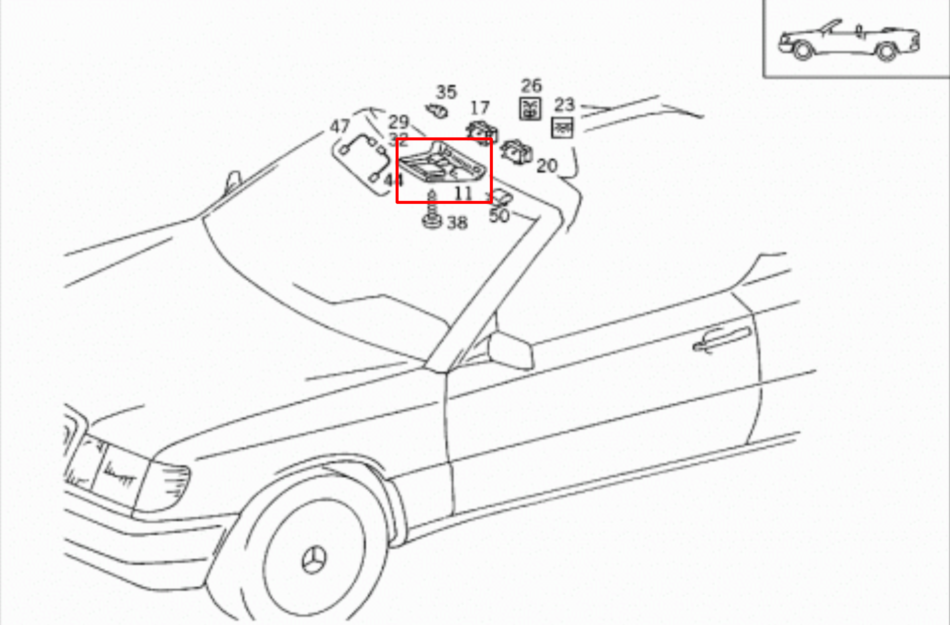 Mercedes W124 A124 Innenraum-Deckenleuchten-Konsole (W124)
