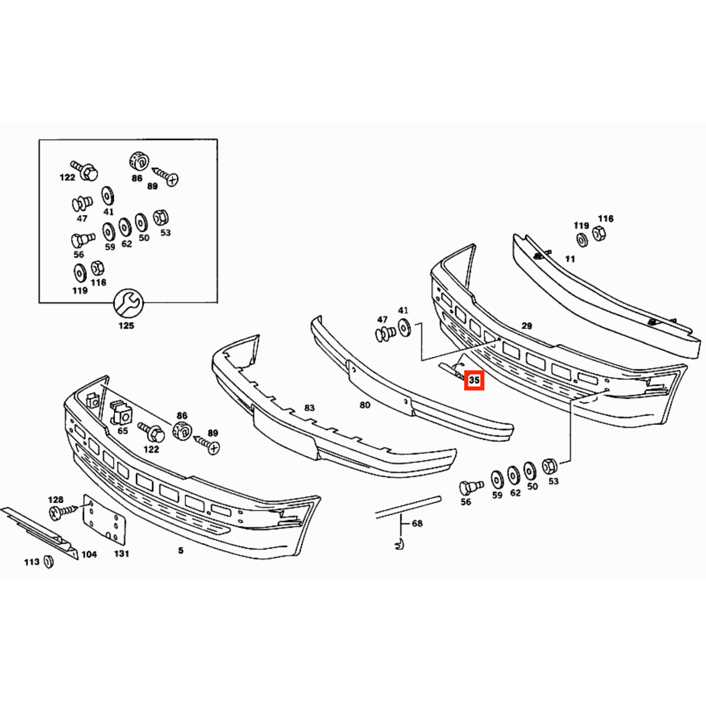 Mercedes 190 W201 USA Front Bumper Tow Hook Gitter Abdeckung Primed A2018800905