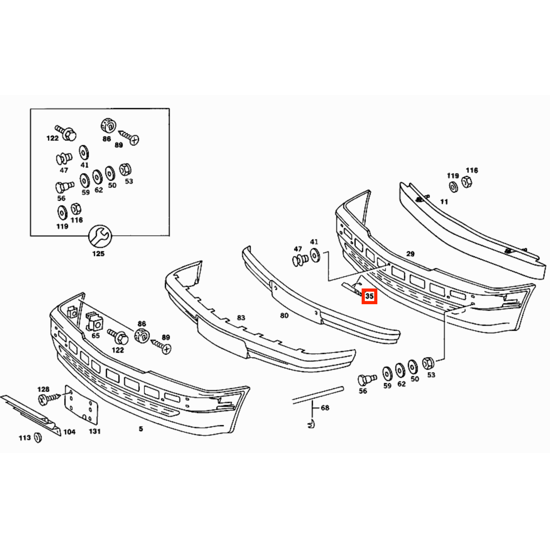 Mercedes 190 W201 USA Front Bumper Tow Hook Gitter Abdeckung Primed A2018800905