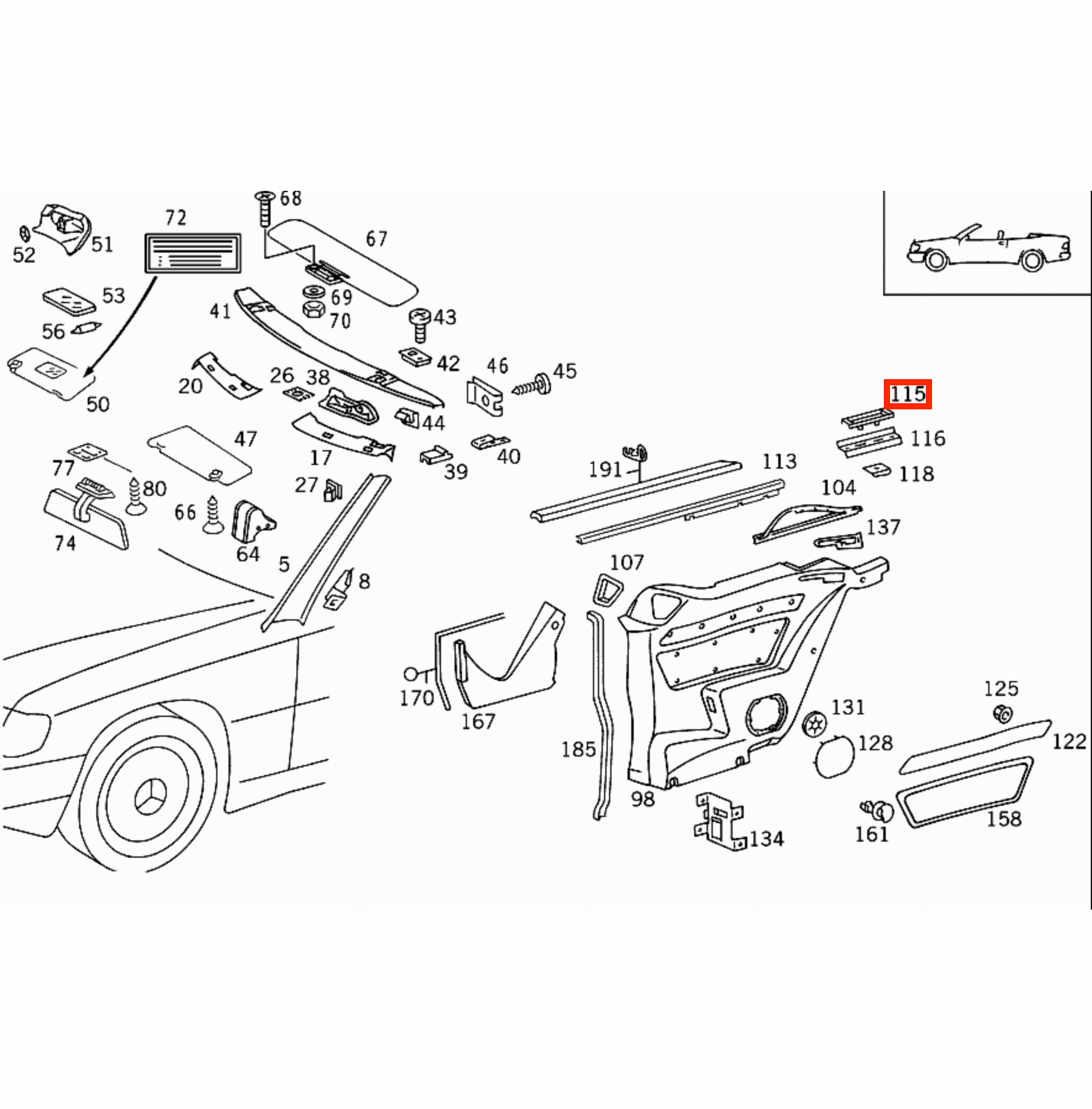 Mercedes A124 Convertible Windschot Spring Hook Bracket Set Of 2 A1248681339