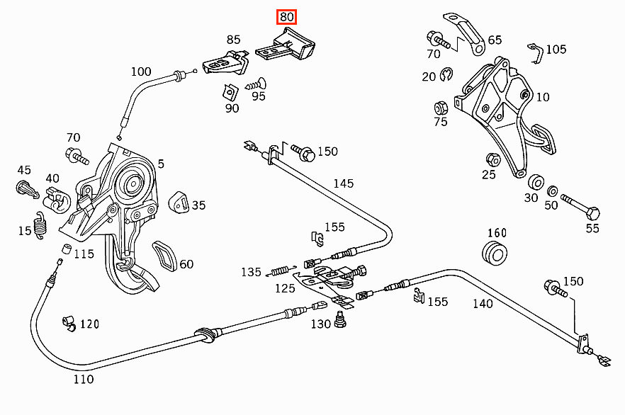 Mercedes R129 Parking Brake Release Lever Handle LHD Or RHD schwarz A1294200095 / A1294200195