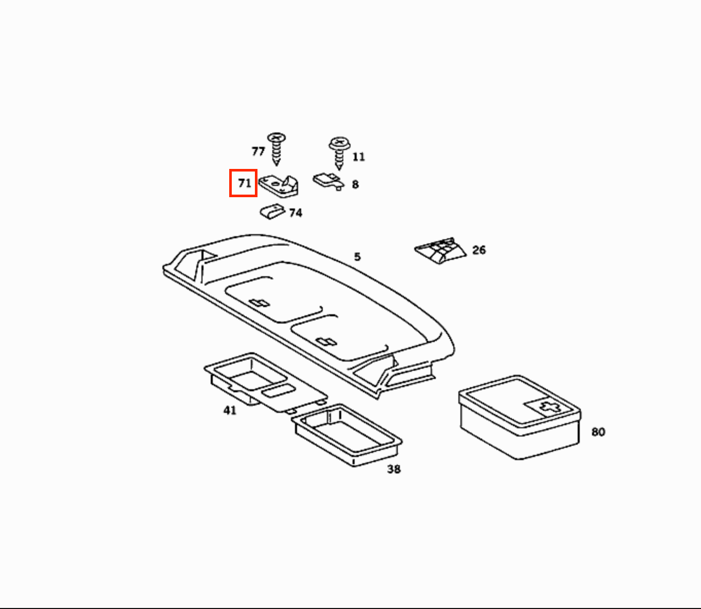 Mercedes S Class W126 Parcel Shelf Storage Lid Latch A1268460044