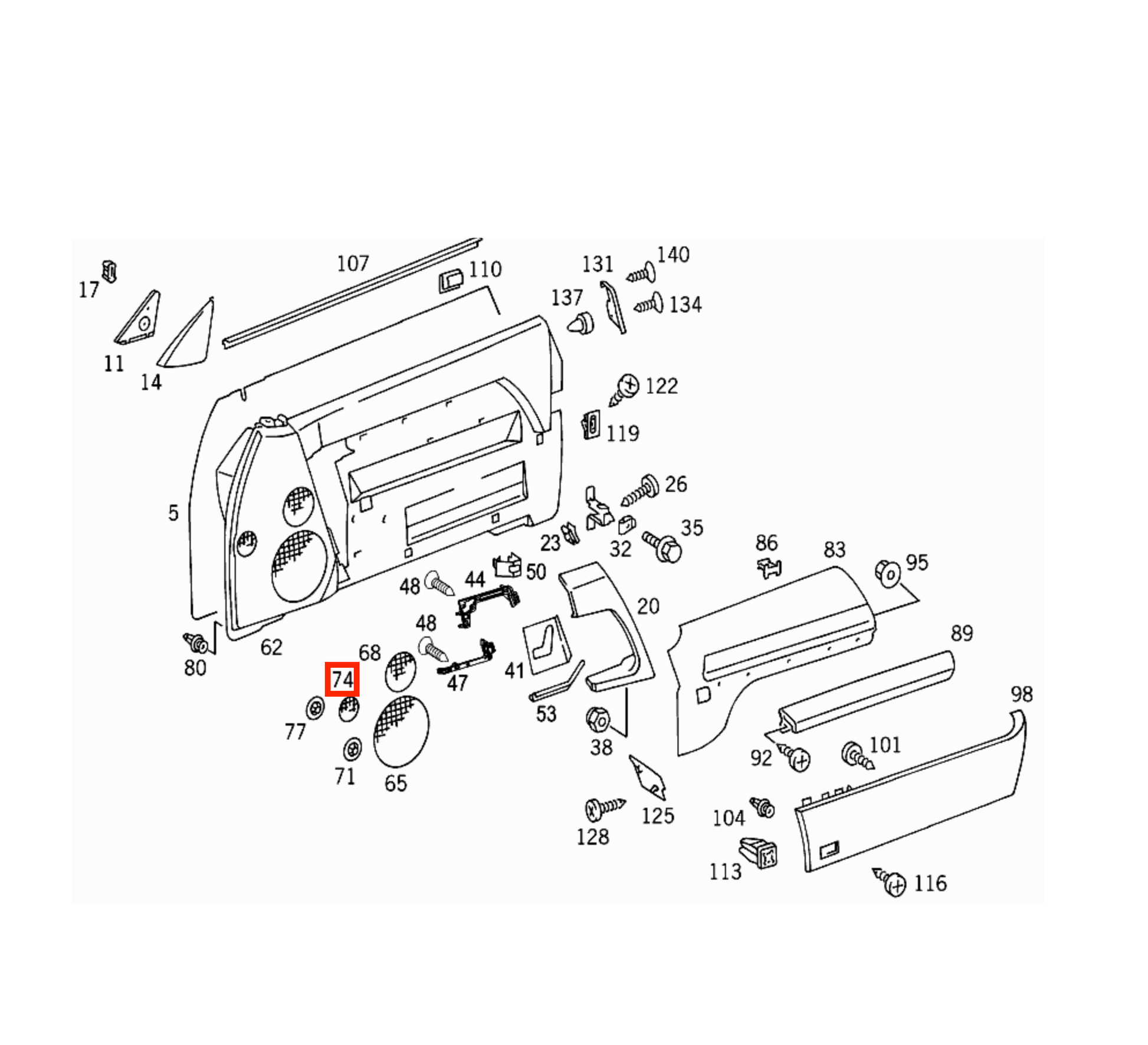Mercedes SL R129 Door Panel Air Vent Gitter A1297272788