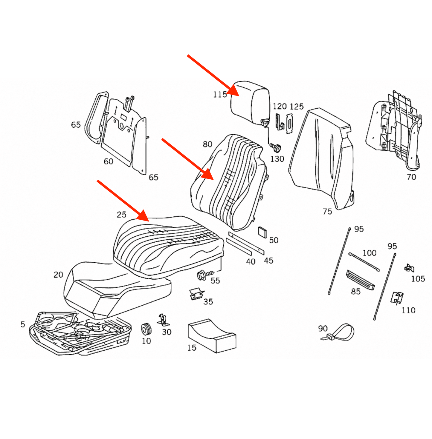 Mercedes SL R129 Facelift Leather Front Seats Abdeckung Complete Set Left And Right A1299103046 / A1299103647 / A1299103747
