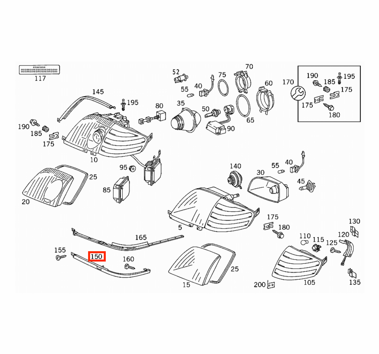 Mercedes SL R129 Headlight Verkleidung Without Lamp Wiper links/rechts A1298260577 / A1298260677