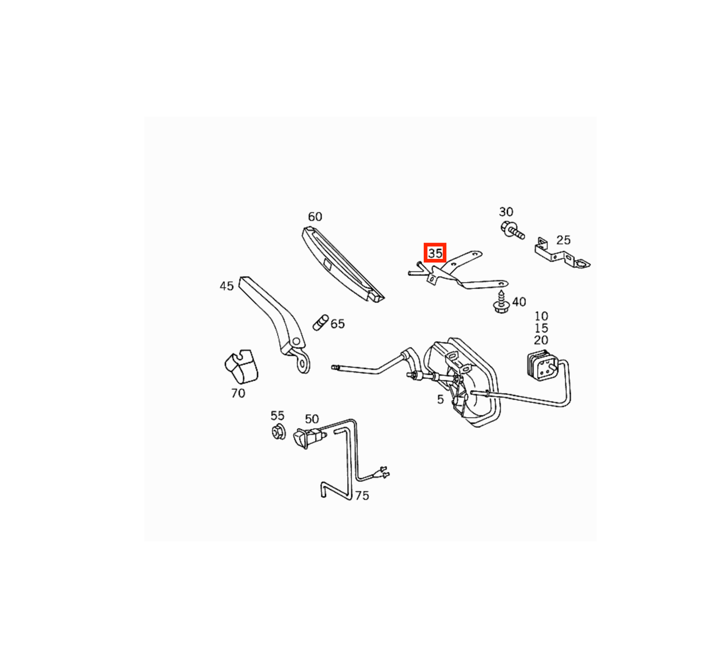 Mercedes SL R129 Headlight Wiper Washer Nozzle Bracket links/rechts schwarz A1298240514 / A1298240614